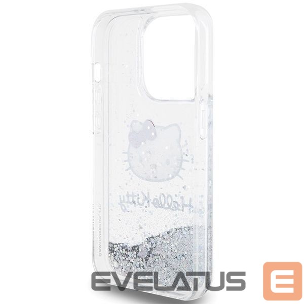 Nugarėlės dėklai Hello Kitty Hello Kitty Liquid Glitter Charms Kitty Head case for iPhone 13 Pro Max - silver