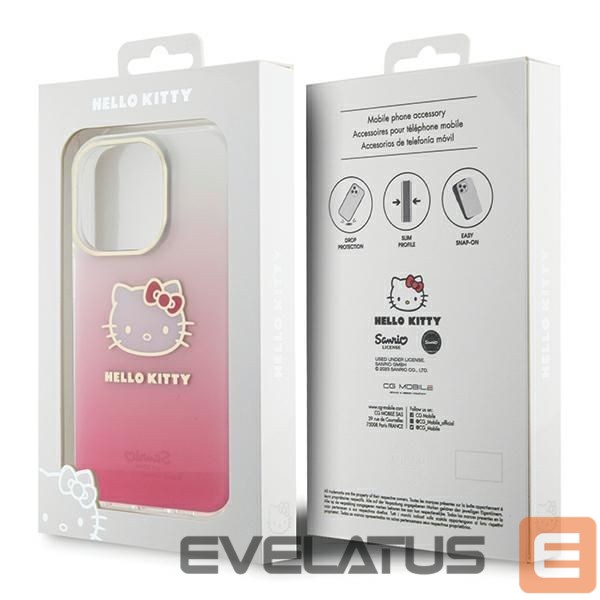 Nugarėlės dėklai Hello Kitty Hello Kitty IML Gradient Electrop Kitty Head case for iPhone 15 Pro - pink