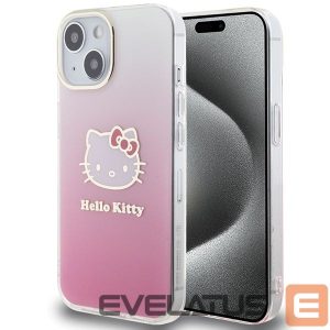 Nugarėlės dėklai Hello Kitty  Hello Kitty IML Gradient Electrop Kitty Head case for iPhone 15 - pink 