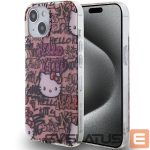 Nugarėlės dėklai Hello Kitty  Hello Kitty IML Tags Graffiti case for iPhone 15 - pink 