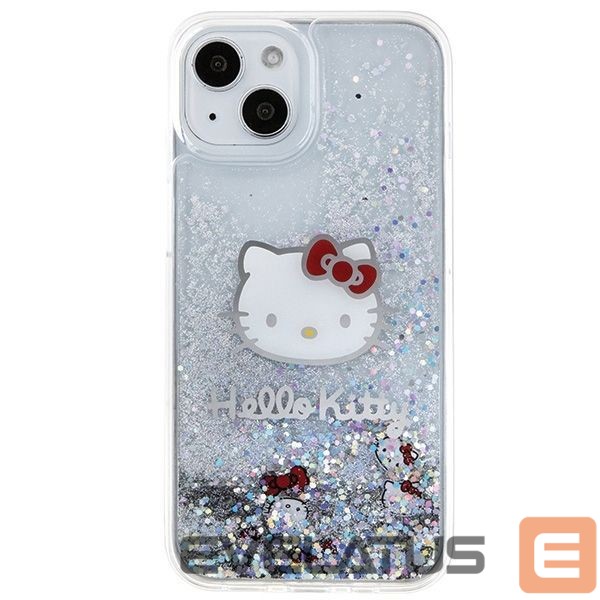 Nugarėlės dėklai Hello Kitty Hello Kitty Liquid Glitter Charms Kitty Head case for iPhone 15 - silver