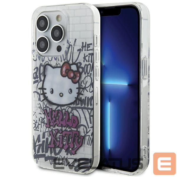 Nugarėlės dėklai Hello Kitty Hello Kitty IML Kitty On Bricks Graffiti case for iPhone 15 Pro Max - white