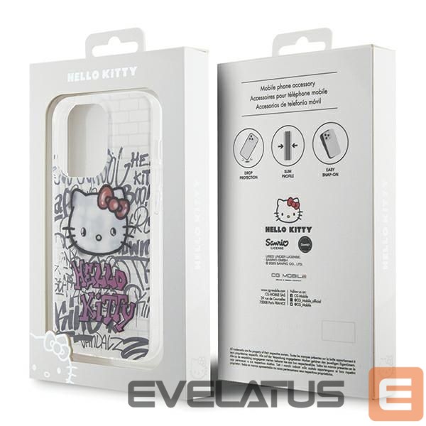 Nugarėlės dėklai Hello Kitty Hello Kitty IML Kitty On Bricks Graffiti case for iPhone 15 Pro Max - white