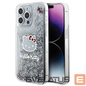 Nugarėlės dėklai Hello Kitty  Hello Kitty Liquid Glitter Charms Kitty Head case for iPhone 15 Pro Max - silver 