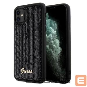 Nugarėlės dėklai Guess  Guess Sequin Script Metal case for iPhone 11 / Xr - black 