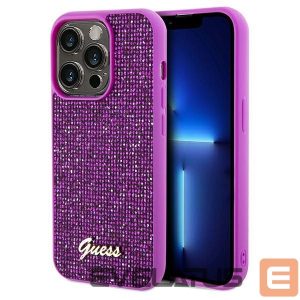 Nugarėlės dėklai Guess  Guess Disco Metal Script case for iPhone 14 Pro - fuchsia 