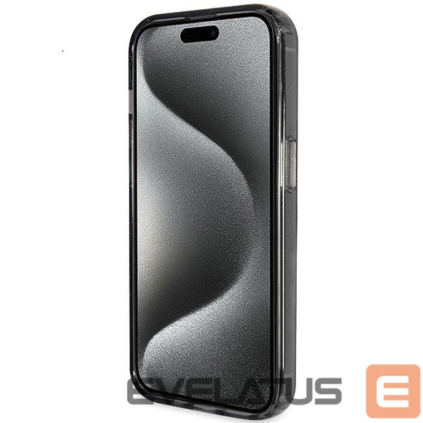 Nugarėlės dėklai Guess Guess Ring Stand Script Glitter MagSafe case for iPhone 14 / 15 / 13 - black
