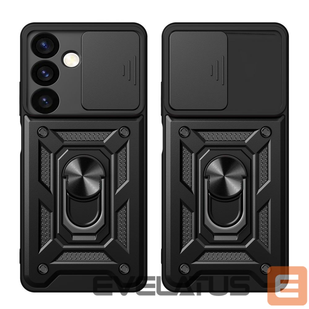 Kitas telefono priedas Hurtel Hybrid Armor Camshield armored case for Samsung Galaxy S24 with camera cover - black