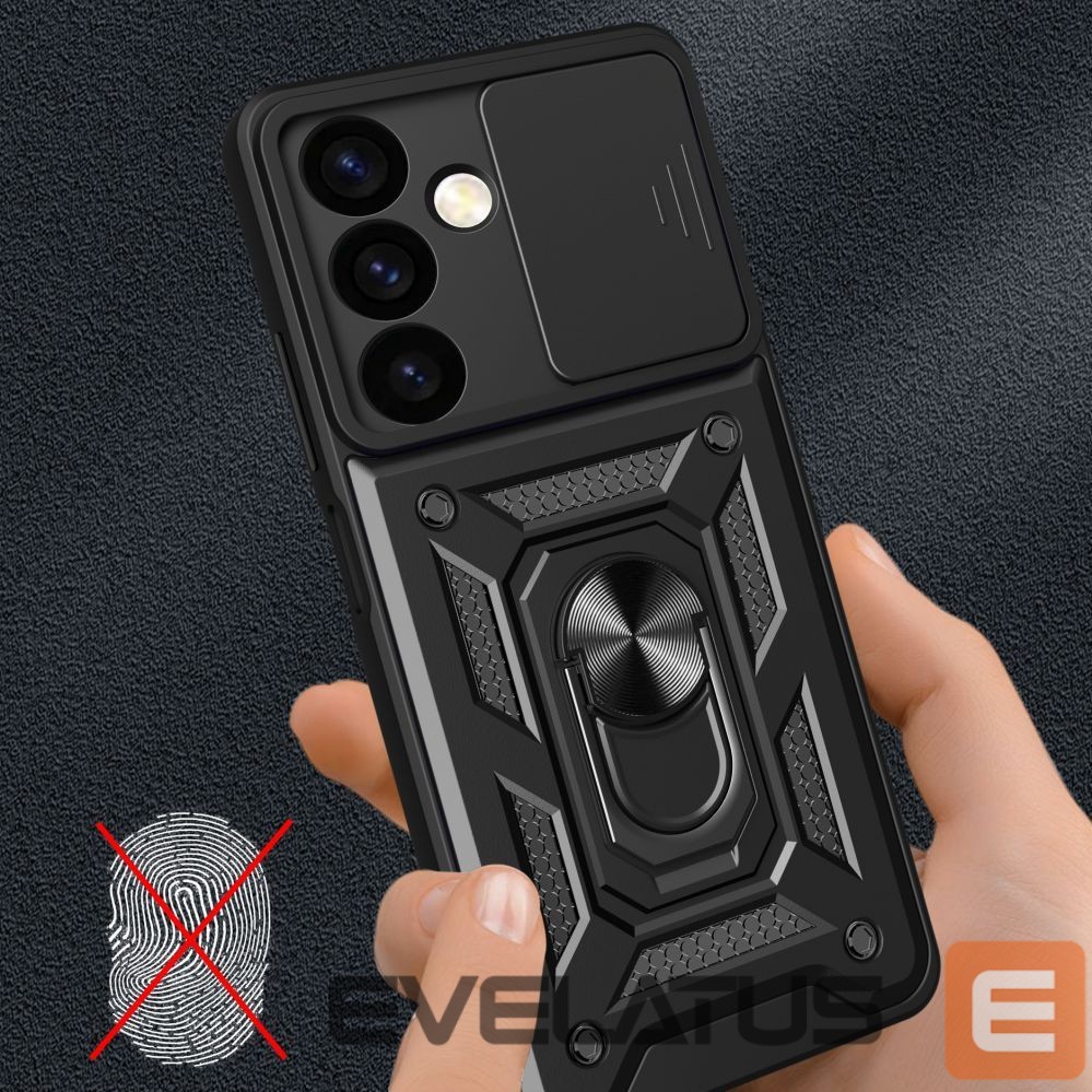 Kitas telefono priedas Hurtel Hybrid Armor Camshield armored case for Samsung Galaxy S24 with camera cover - black