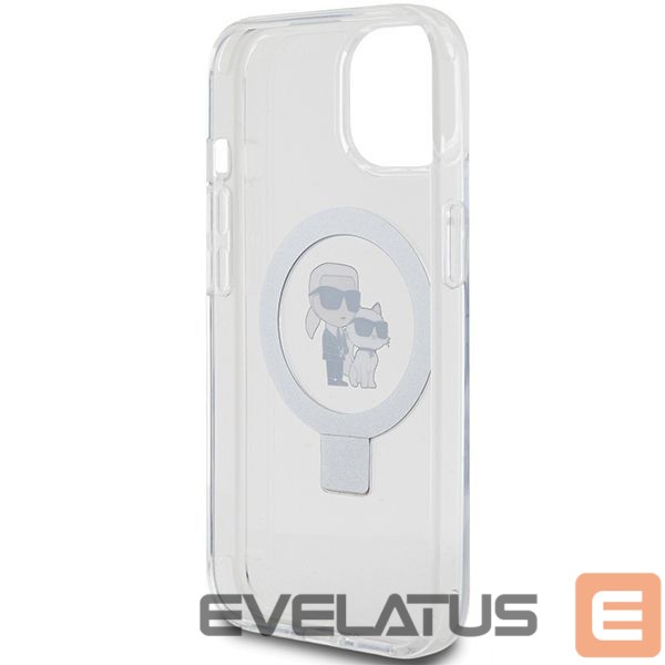 Nugarėlės dėklai Karl Lagerfeld Karl Lagerfeld Ring Stand Karl&Choupette MagSafe case for iPhone 14 / 15 / 13 - white