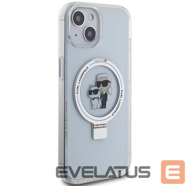 Nugarėlės dėklai Karl Lagerfeld Karl Lagerfeld Ring Stand Karl&Choupette MagSafe case for iPhone 14 / 15 / 13 - white