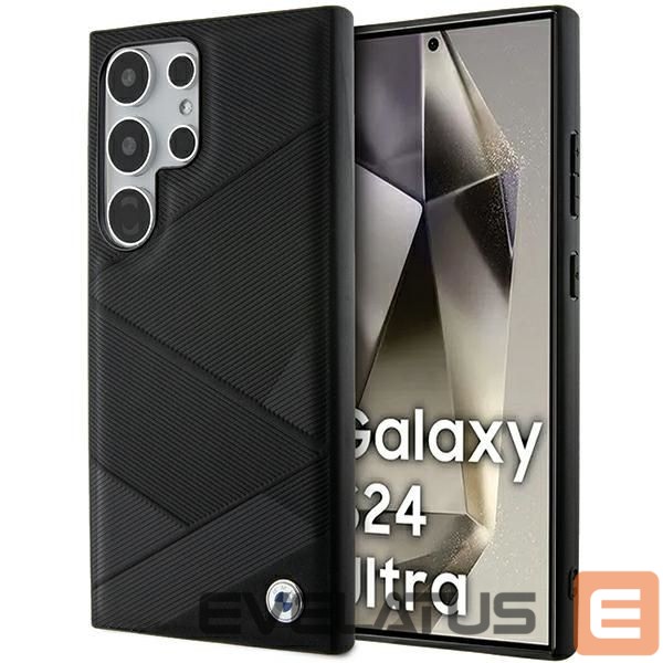 Kitas telefono priedas BMW BMW BMHCS24L23RCGPK S24 Ultra S928 black/black hardcase Signature Leather Crossing Lines Pattern