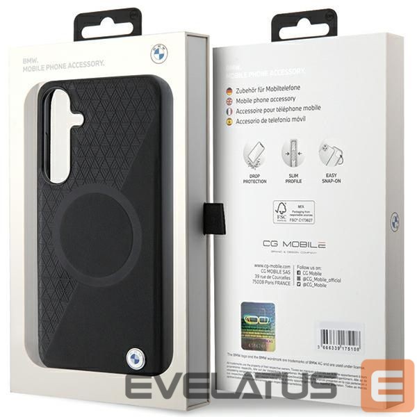 Kitas telefono priedas BMW BMW BMHMS24S23RTPK S24 S921 black/black hardcase Signature Leather Half Textured & Circle MagSafe
