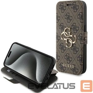 Nugarėlės dėklai Guess  Guess 4G Metal Logo case for iPhone 15 Pro - brown