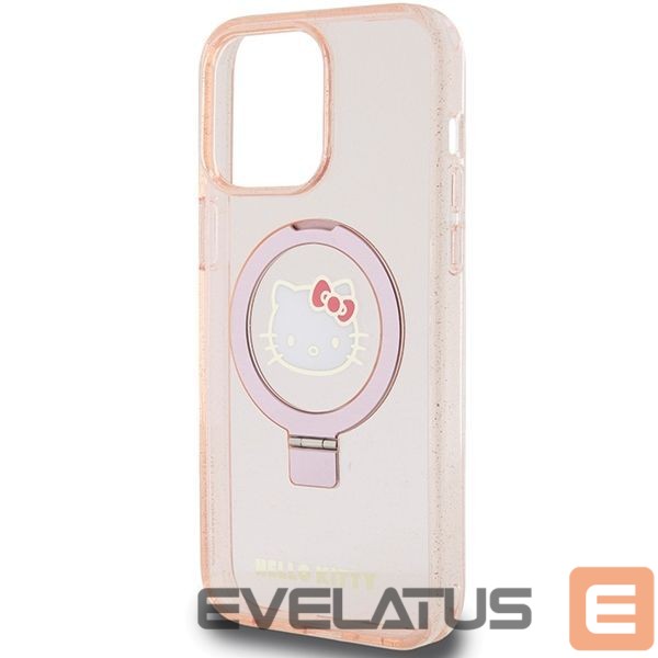 Nugarėlės dėklai Hello Kitty Hello Kitty Ring Stand Glitter Electrop Logo MagSafe Case for iPhone 15 Pro Max - Pink