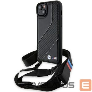 Nugarėlės dėklai BMW  BMW M Edition Carbon Stripe & Strap case for iPhone 15 Plus / 14 Plus - black 