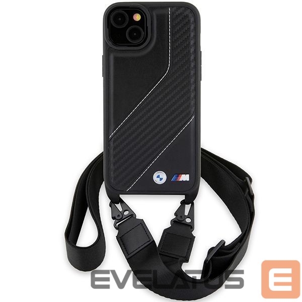 Nugarėlės dėklai BMW BMW M Edition Carbon Stripe & Strap case for iPhone 15 Plus / 14 Plus - black