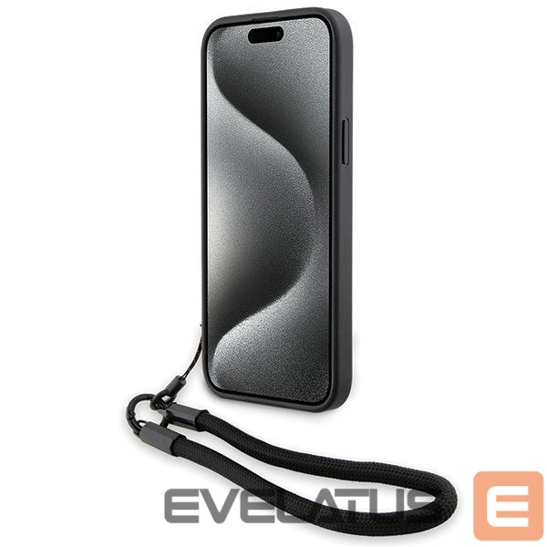 Nugarėlės dėklai BMW BMW Signature Leather Wordmark Cord case for iPhone 15 Plus / 14 Plus - black