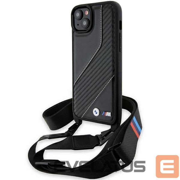 Nugarėlės dėklai BMW BMW M Edition Carbon Stripe & Strap case for iPhone 15 / 14 / 13 - black