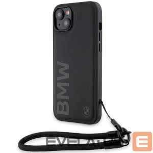 Nugarėlės dėklai BMW  BMW Signature Leather Wordmark Cord Case for iPhone 15/14/13 - Black 