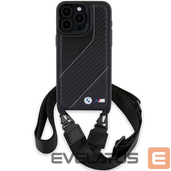 Nugarėlės dėklai BMW BMW M Edition Carbon Stripe & Strap case for iPhone 15 Pro Max - black