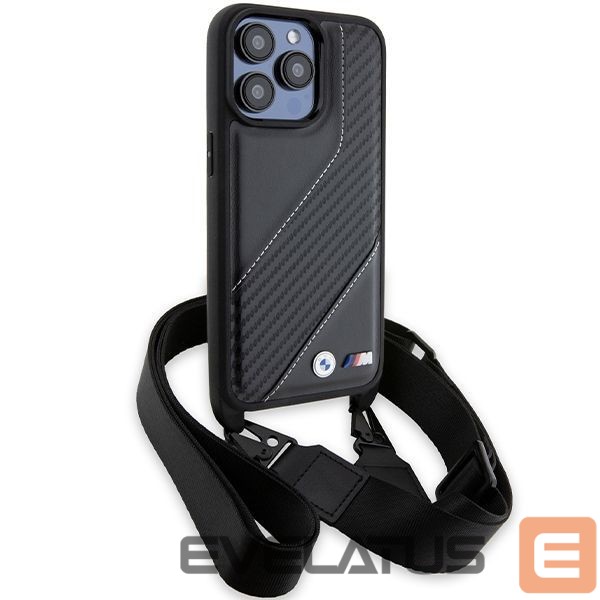 Nugarėlės dėklai BMW BMW M Edition Carbon Stripe & Strap case for iPhone 15 Pro Max - black