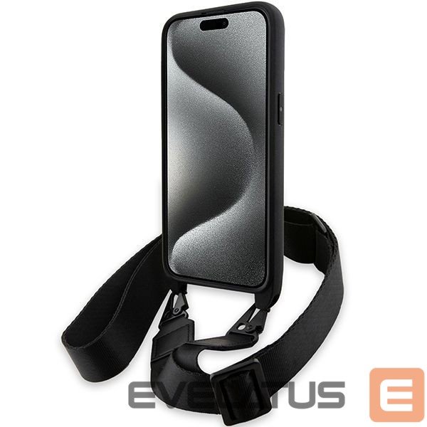 Nugarėlės dėklai BMW BMW M Edition Carbon Tricolor Lines & Strap case for iPhone 15 Pro Max - black