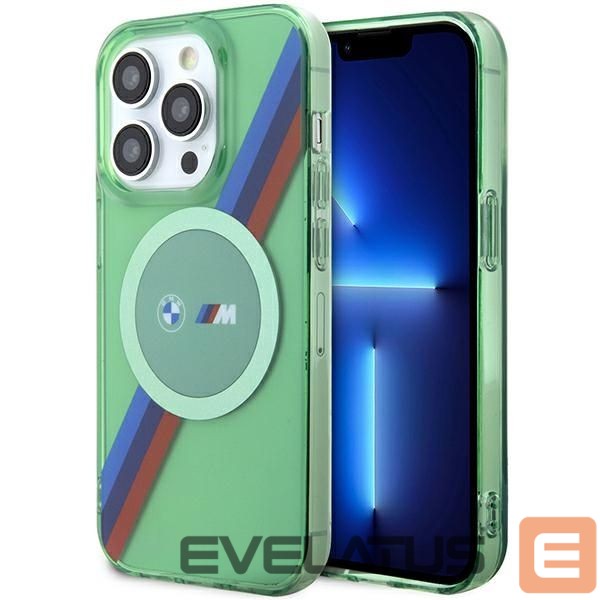 Nugarėlės dėklai BMW BMW M Tricolor Stripes MagSafe case for iPhone 15 Pro - green