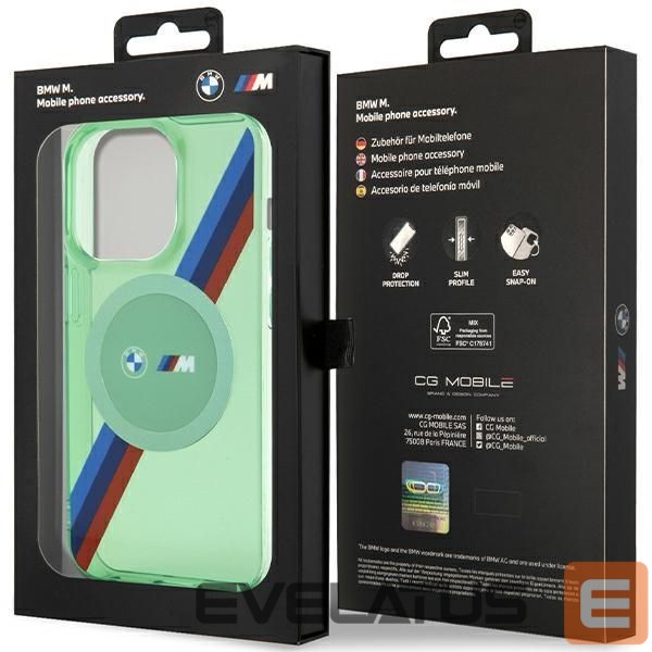 Nugarėlės dėklai BMW BMW M Tricolor Stripes MagSafe case for iPhone 15 Pro - green