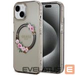 Kitas telefono priedas Guess  Guess IML Flowers Wreath MagSafe case for iPhone 15 / 14 / 13 - black