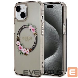 Kitas telefono priedas Guess  Guess IML Flowers Wreath MagSafe case for iPhone 15 / 14 / 13 - black