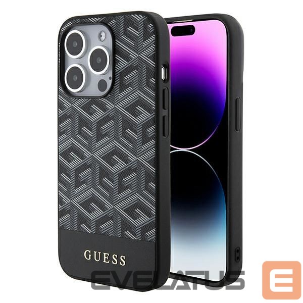 Nugarėlės dėklai Guess Guess GCube Stripes MagSafe case for iPhone 15 Pro Max - black