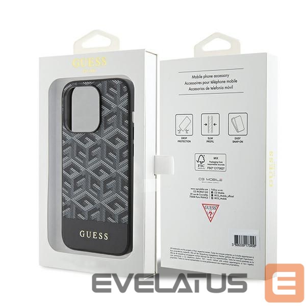 Nugarėlės dėklai Guess Guess GCube Stripes MagSafe case for iPhone 15 Pro Max - black