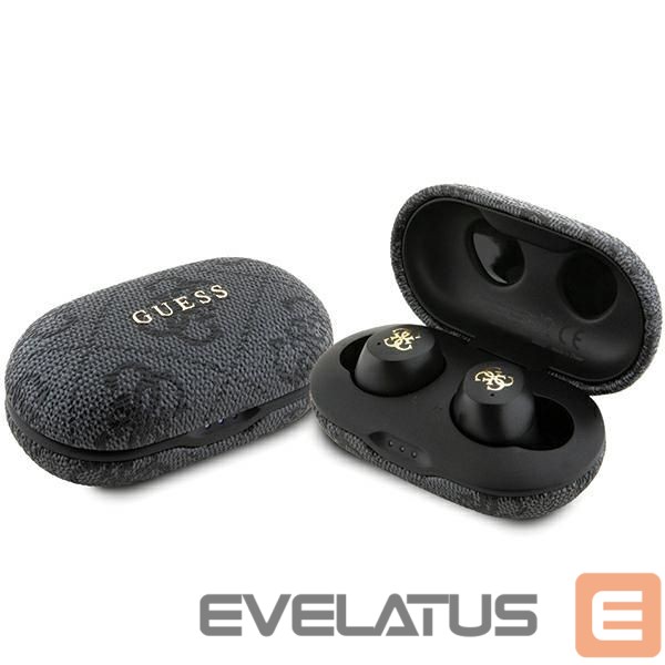 Nugarėlės dėklai Guess TWS Guess 4G Metal Bluetooth headphones with ENC docking station - black