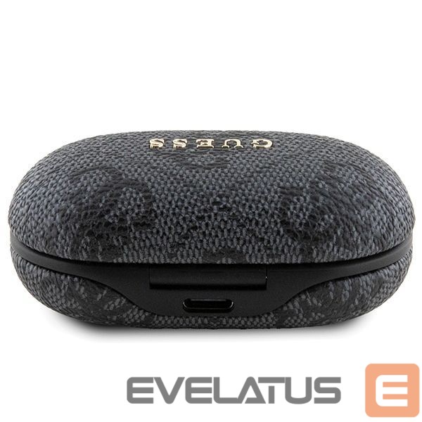 Nugarėlės dėklai Guess TWS Guess 4G Metal Bluetooth headphones with ENC docking station - black