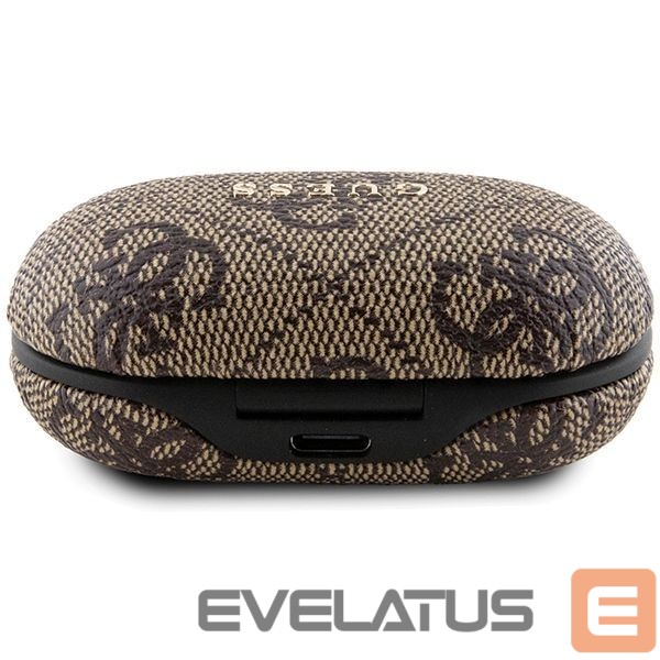Nugarėlės dėklai Guess TWS Guess 4G Metal Bluetooth headphones with ENC docking station - brown