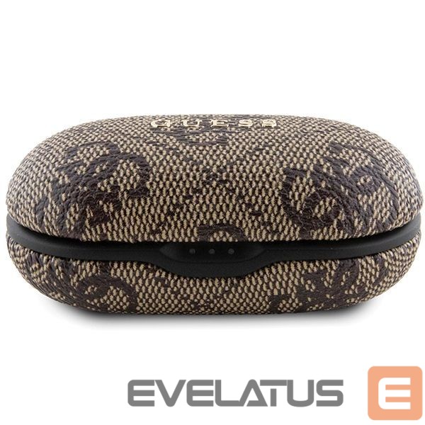 Nugarėlės dėklai Guess TWS Guess 4G Metal Bluetooth headphones with ENC docking station - brown