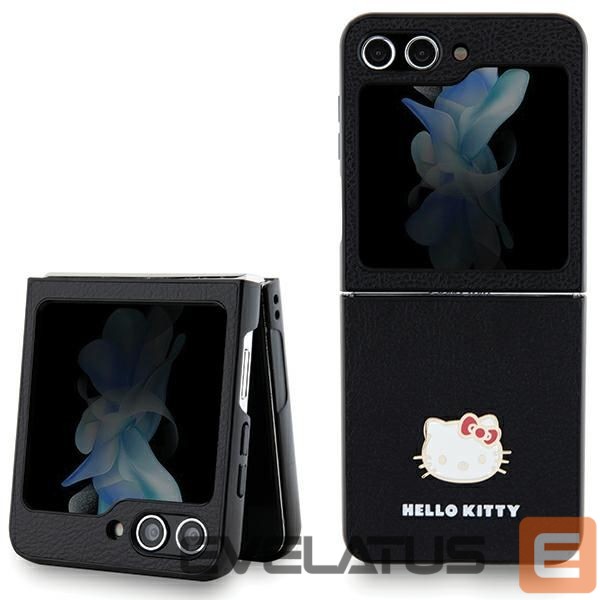 Nugarėlės dėklai Hello Kitty Hello Kitty Metal Logo Kitty Head case for Samsung Galaxy Z Flip 5 - black