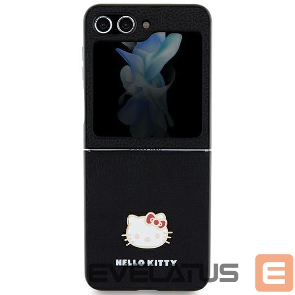Nugarėlės dėklai Hello Kitty Hello Kitty Metal Logo Kitty Head case for Samsung Galaxy Z Flip 5 - black