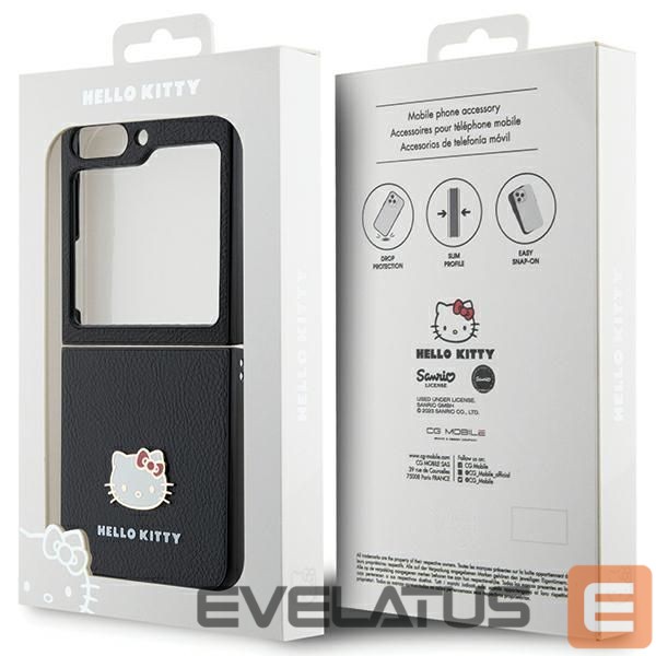 Nugarėlės dėklai Hello Kitty Hello Kitty Metal Logo Kitty Head case for Samsung Galaxy Z Flip 5 - black