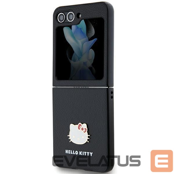 Nugarėlės dėklai Hello Kitty Hello Kitty Metal Logo Kitty Head case for Samsung Galaxy Z Flip 5 - black
