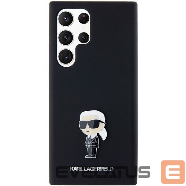 Nugarėlės dėklai Karl Lagerfeld Karl Lagerfeld Silicone Ikonik Metal Pin case for Samsung Galaxy S23 Ultra - black