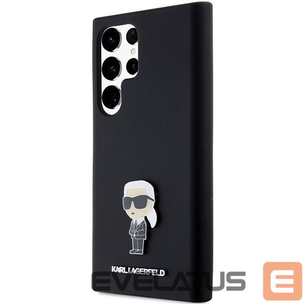 Nugarėlės dėklai Karl Lagerfeld Karl Lagerfeld Silicone Ikonik Metal Pin case for Samsung Galaxy S23 Ultra - black