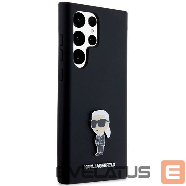 Nugarėlės dėklai Karl Lagerfeld Karl Lagerfeld Silicone Ikonik Metal Pin case for Samsung Galaxy S23 Ultra - black