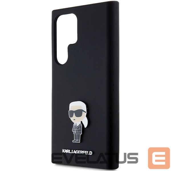 Nugarėlės dėklai Karl Lagerfeld Karl Lagerfeld Silicone Ikonik Metal Pin case for Samsung Galaxy S23 Ultra - black