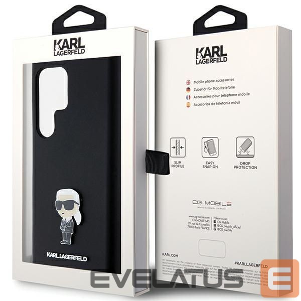 Nugarėlės dėklai Karl Lagerfeld Karl Lagerfeld Silicone Ikonik Metal Pin case for Samsung Galaxy S23 Ultra - black