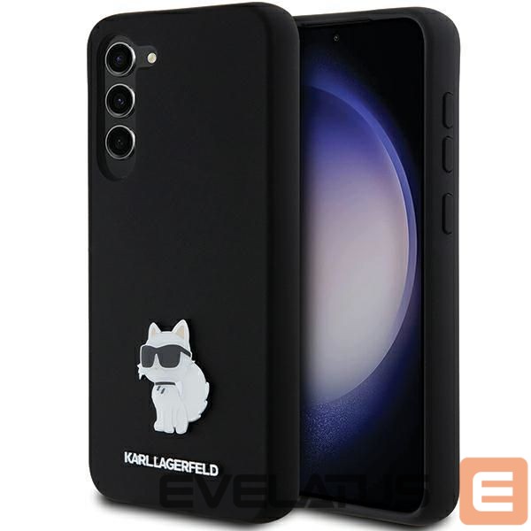 Nugarėlės dėklai Karl Lagerfeld Karl Lagerfeld Silicone Choupette Metal Pin case for Samsung Galaxy S23+ - black