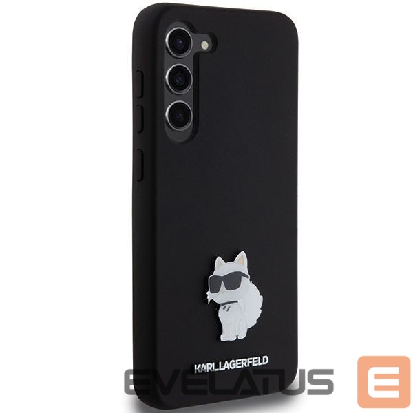 Nugarėlės dėklai Karl Lagerfeld Karl Lagerfeld Silicone Choupette Metal Pin case for Samsung Galaxy S23+ - black
