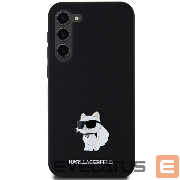Nugarėlės dėklai Karl Lagerfeld Karl Lagerfeld Silicone Choupette Metal Pin case for Samsung Galaxy S23+ - black