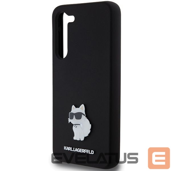 Nugarėlės dėklai Karl Lagerfeld Karl Lagerfeld Silicone Choupette Metal Pin case for Samsung Galaxy S23+ - black